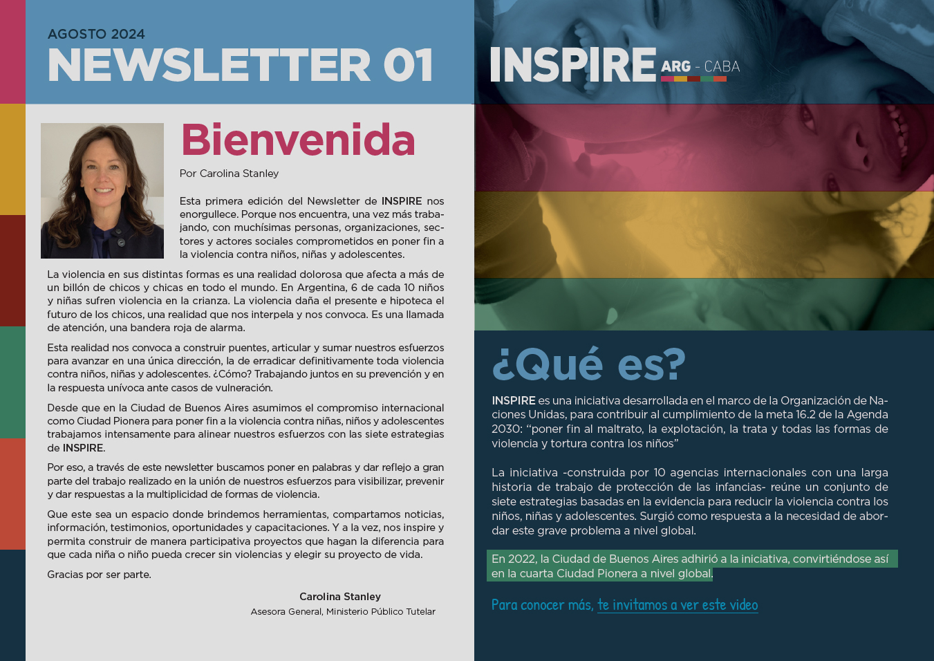 Newsletter 01 de INSPIRE - Organización Mundial de la Salud, Ministerio Público Tutelar, Gobierno de la Ciudad de Buenos Aires, Red por la Infancia.