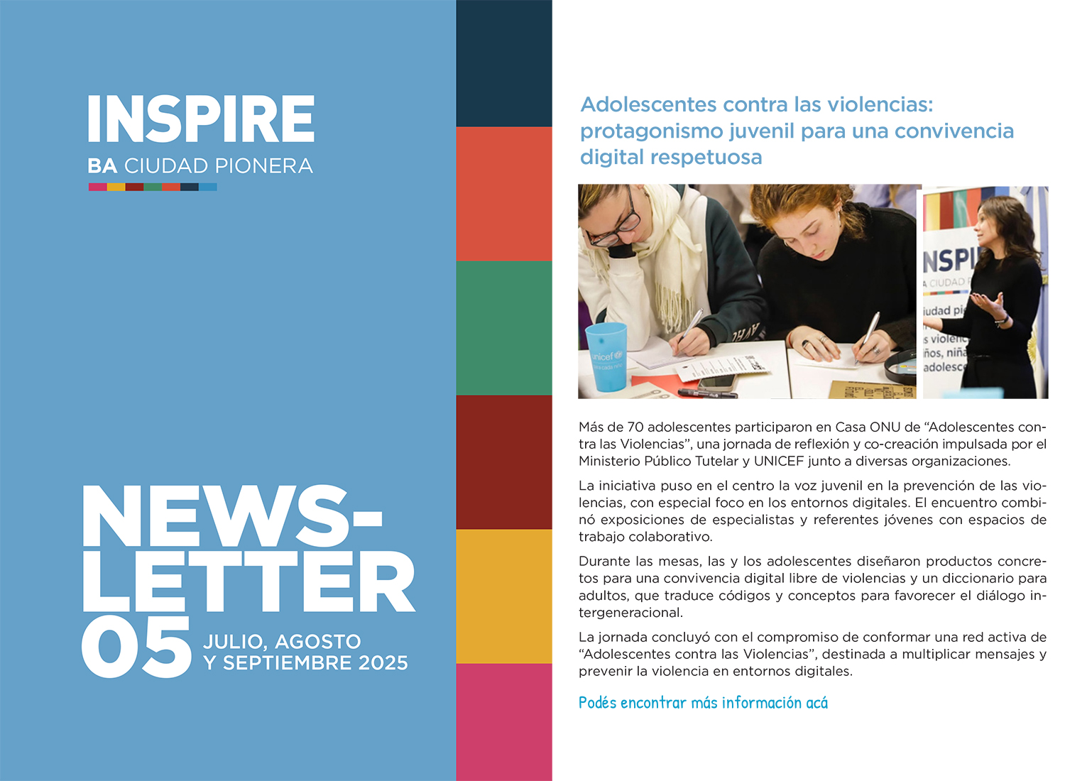 Newsletter 05 de INSPIRE - Organización Mundial de la Salud, Ministerio Público Tutelar, Gobierno de la Ciudad de Buenos Aires, Red por la Infancia.
