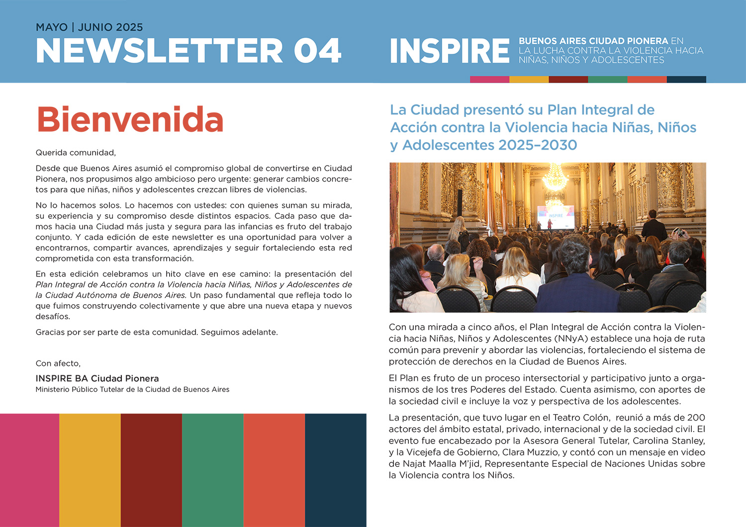 Newsletter 04 de INSPIRE - Organización Mundial de la Salud, Ministerio Público Tutelar, Gobierno de la Ciudad de Buenos Aires, Red por la Infancia.